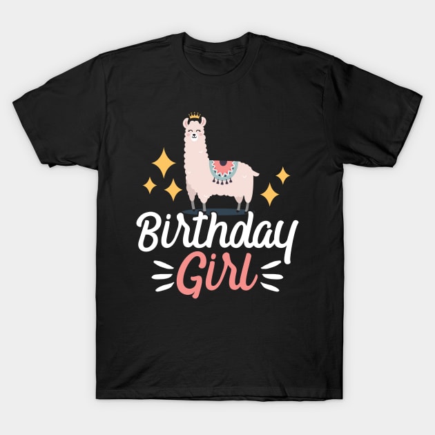 Birthday Girl Starry Lamma Party Gift T-Shirt by TabbyDesigns